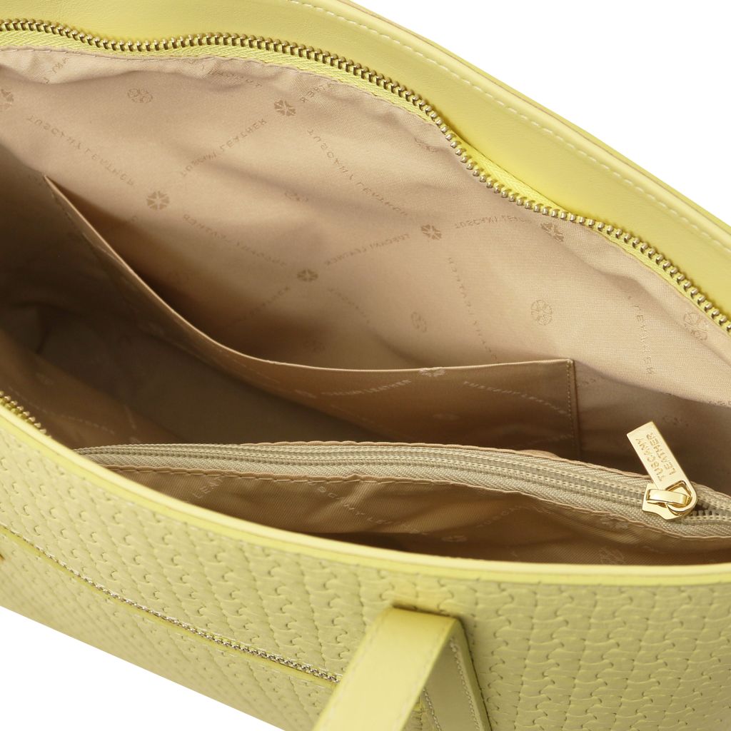 dedalo-woven-printed-leather-shopping-bag-tl142578 - Pastellinkeltainen - kuva 6