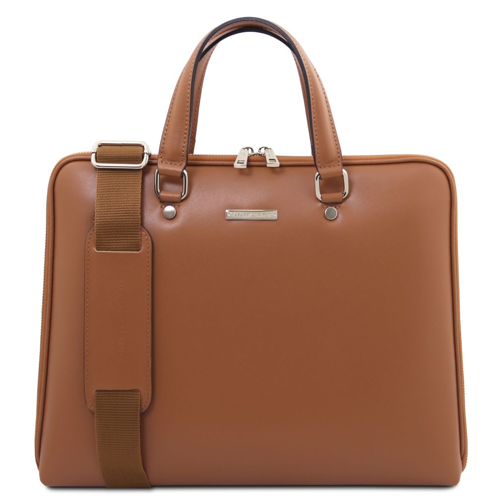 verona-saffiano-leather-business-bag-tl142547 - Konjakki