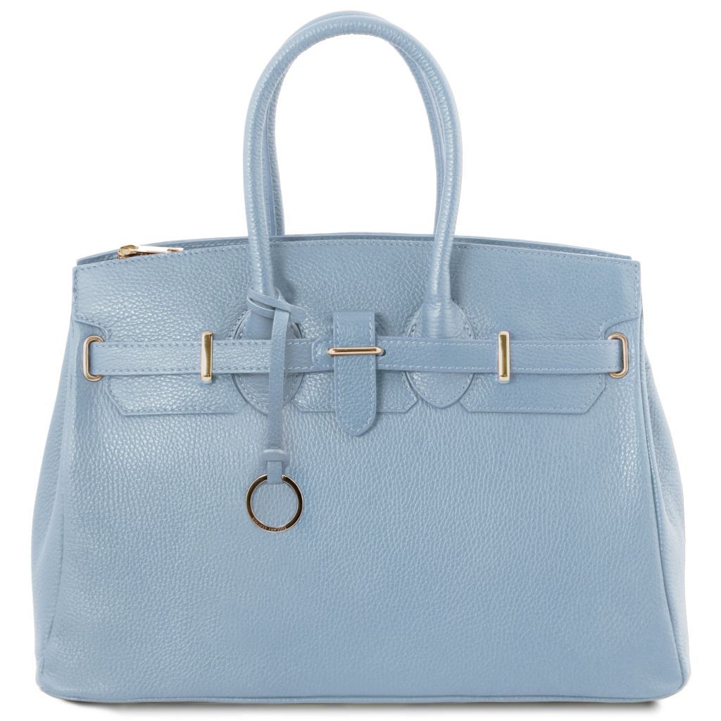 tl-bag-leather-handbag-with-golden-hardware-tl141529 - Vaaleansininen