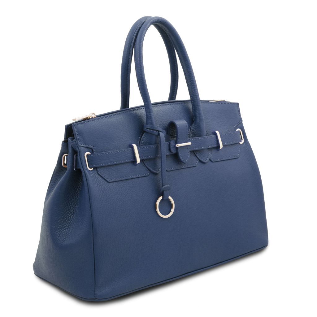 tl-bag-leather-handbag-with-golden-hardware-tl141529 - Tummansininen - kuva 2
