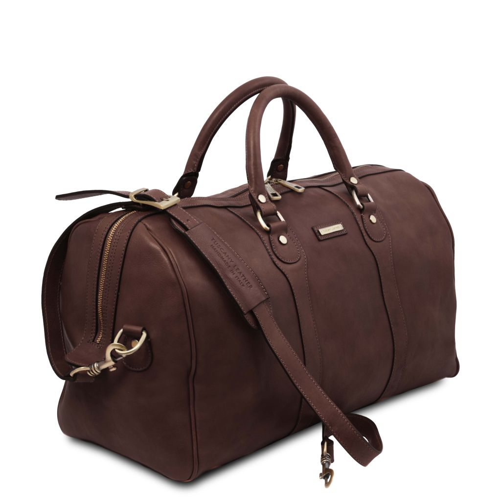 oslo-leather-travel-duffle-bag-weekender-bag-tl141913 - Tummanruskea - kuva 2