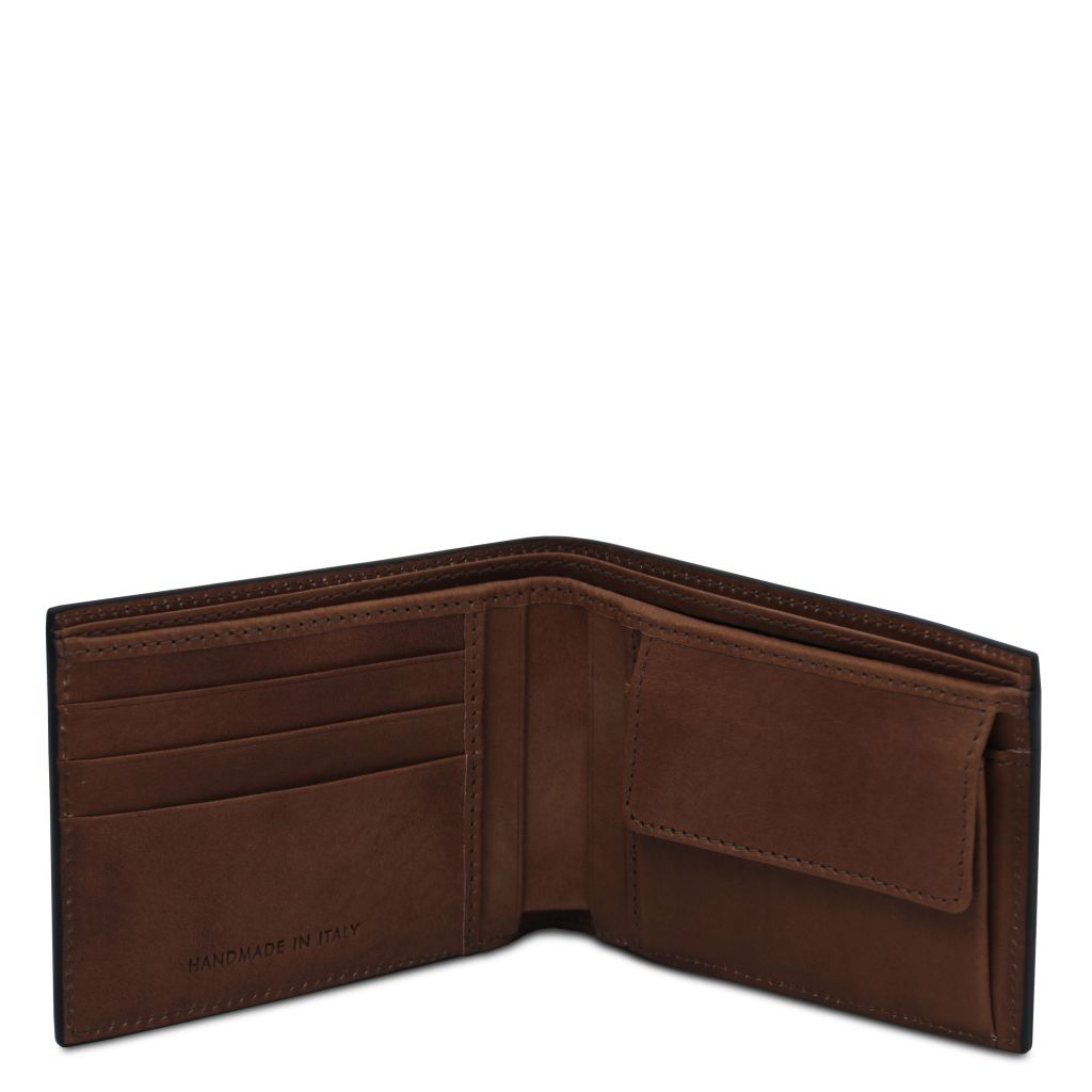 exclusive-2-fold-leather-wallet-for-men-with-coin-pocket-tl142552 - Tummanruskea - kuva 2