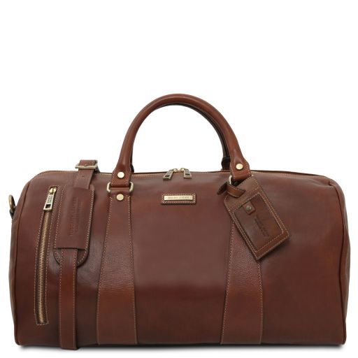 tl-voyager-travel-leather-duffle-bag-large-size-tl141794 - Ruskea