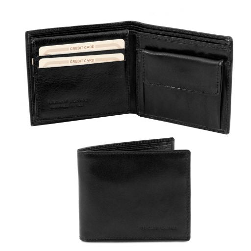 exclusive-3-fold-leather-wallet-for-men-with-coin-pocket-tl141377 - Musta