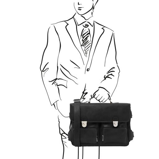 ventimiglia-leather-multi-compartment-briefcase-with-front-pockets-tl142069 - Musta - kuva 2