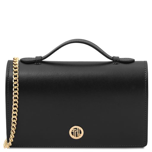 opera-leather-clutch-with-chain-strap-tl142505 - Musta