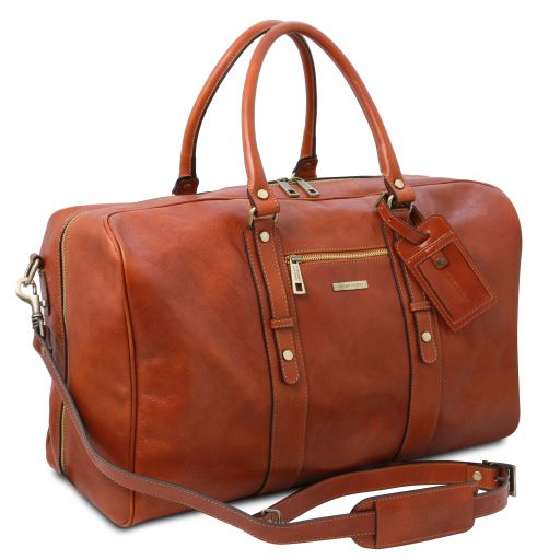 tl-voyager-leather-travel-bag-with-front-pocket-tl142140 - Tummanruskea - kuva 3