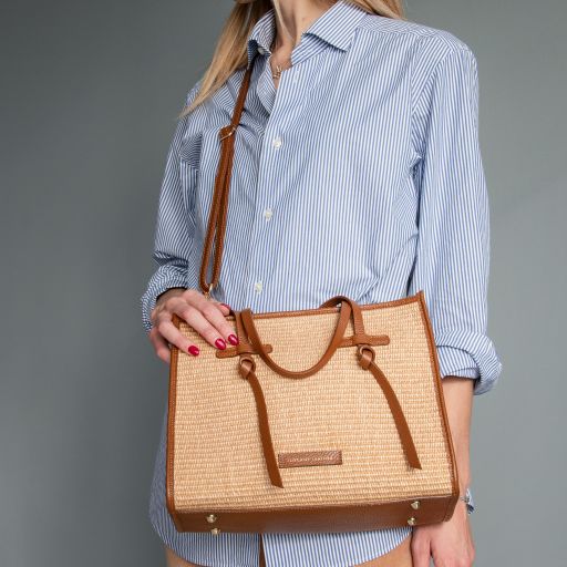 frame-raffia-shoulder-bag-tl142566 - Konjakki - kuva 8