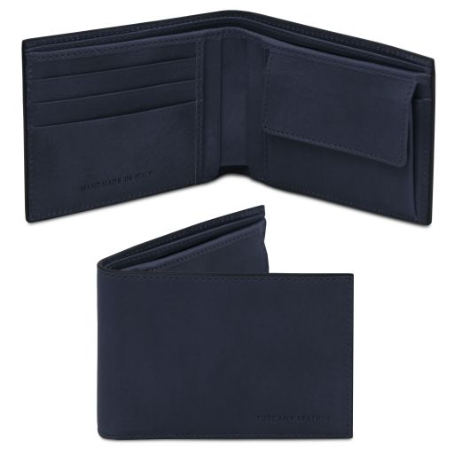 exclusive-2-fold-leather-wallet-for-men-with-coin-pocket-tl142552 - Tummansininen