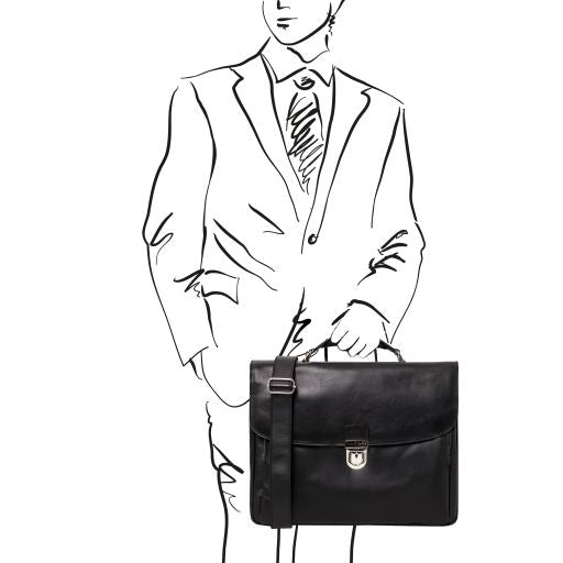 alessandria-leather-multi-compartment-laptop-briefcase-tl142067 - Musta - kuva 2