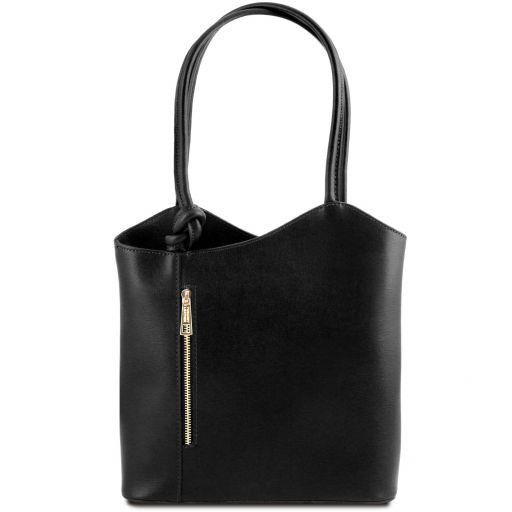 patty-saffiano-leather-convertible-backpack-shoulderbag-tl141455 - Musta