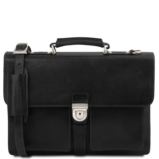 assisi-leather-briefcase-3-compartments-tl141825 - Musta