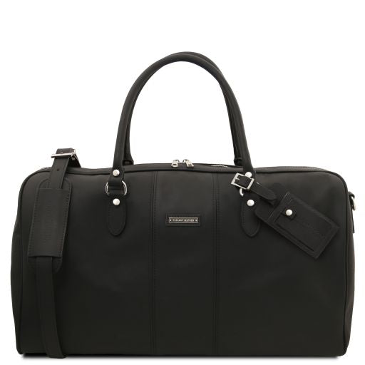 lisbona-travel-leather-duffle-bag-large-size-tl142557 - Musta
