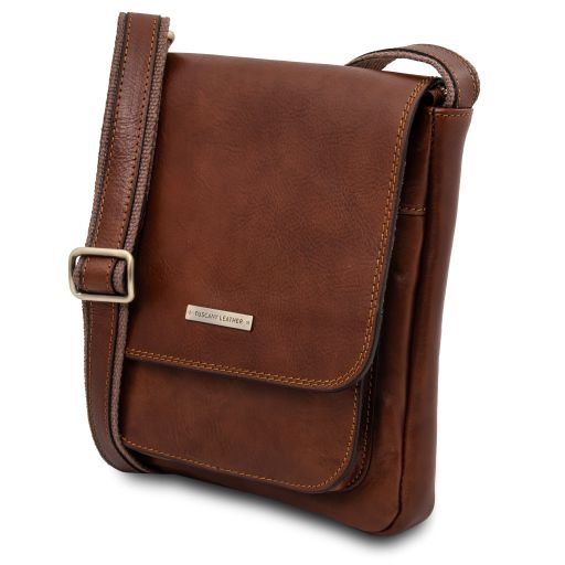 jimmy-leather-crossbody-bag-for-men-with-front-pocket-tl141407 - Ruskea - kuva 2