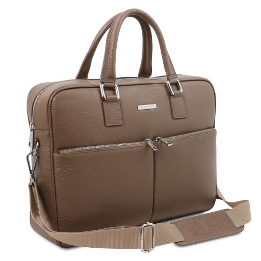 treviso-leather-laptop-briefcase-tl142546 - Dark Taupe - kuva 2