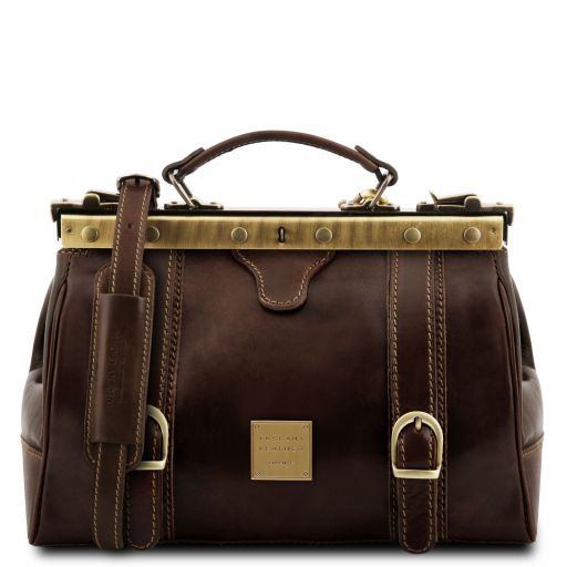 monalisa-doctor-gladstone-leather-bag-with-front-straps-tl10034 - Tummanruskea