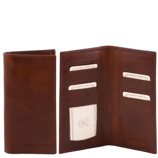 exclusive-vertical-2-fold-leather-wallet-tl140784 - Ruskea