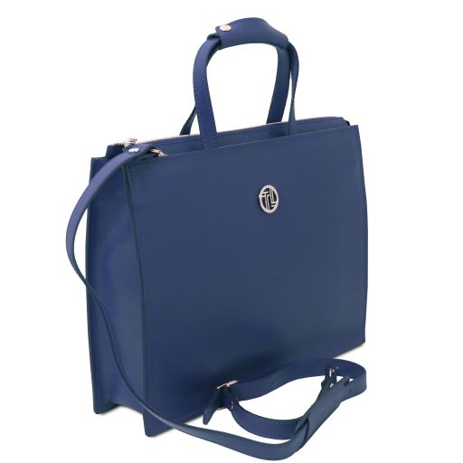 palermo-saffiano-leather-briefcase-3-compartments-for-women-tl141369 - Tummansininen - kuva 2