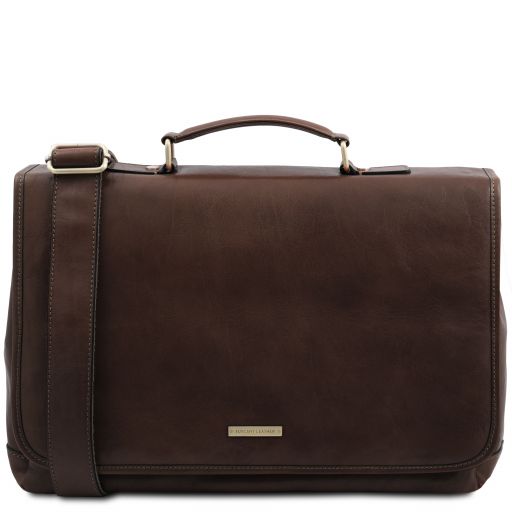 mantova-leather-multi-compartment-briefcase-with-flap-tl142068 - Tummanruskea