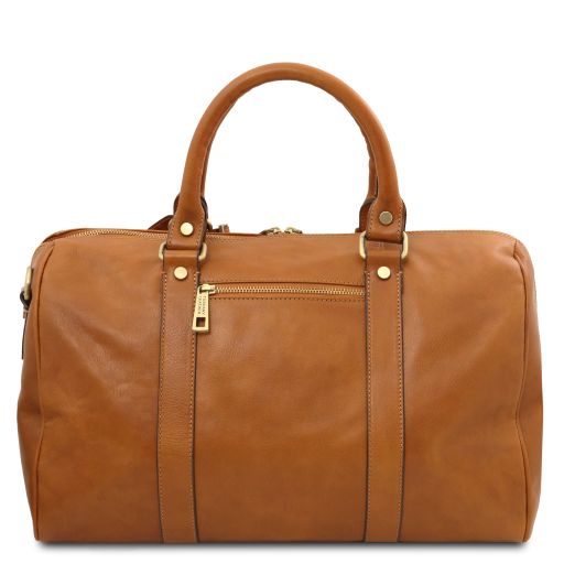 tl-voyager-travel-leather-duffle-bag-with-pocket-on-the-back-side-small-size-tl141250 - Ruskea - kuva 4