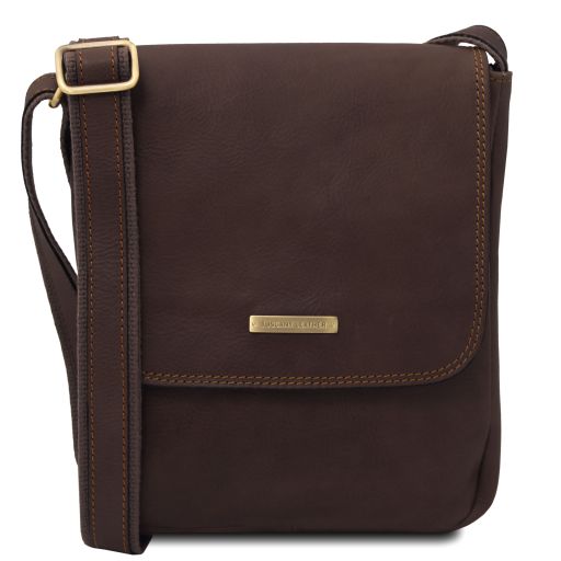 john-leather-crossbody-bag-for-men-with-front-zip-tl141408 - Tummanruskea
