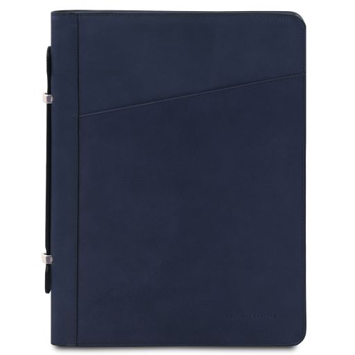 cesare-leather-document-case-with-handle-and-ring-binder-tl142554 - Tummansininen