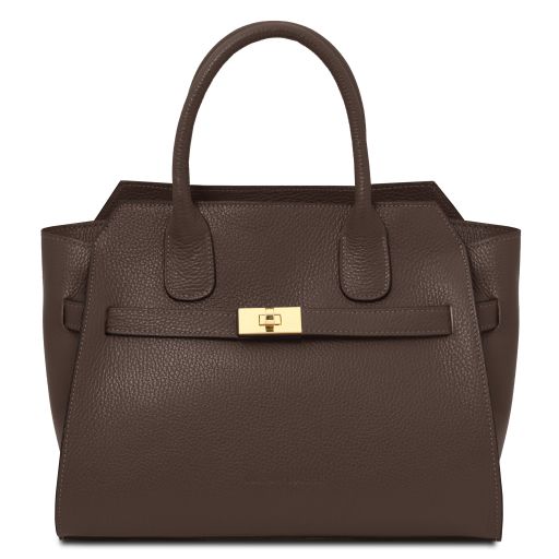 origami-leather-tote-tl142507 - Chocolate