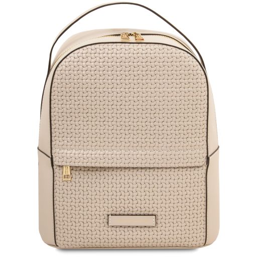dedalo-woven-printed-leather-backpack-tl142576 - Beige