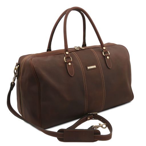 lisbona-travel-leather-duffle-bag-large-size-tl142557 - Tummanruskea - kuva 2