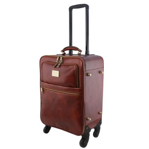 tl-voyager-4-wheels-vertical-leather-trolley-tl141911 - Ruskea - kuva 3