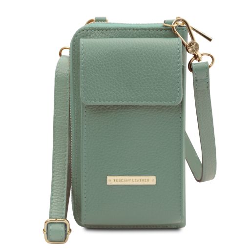 tl-bag-leather-wallet-phone-holder-with-strap-tl142323 - Mint Green