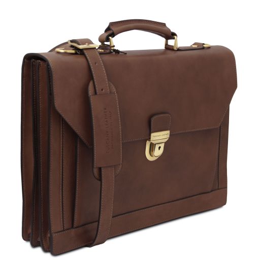 cremona-leather-briefcase-3-compartments-tl142448 - Tummanruskea - kuva 2