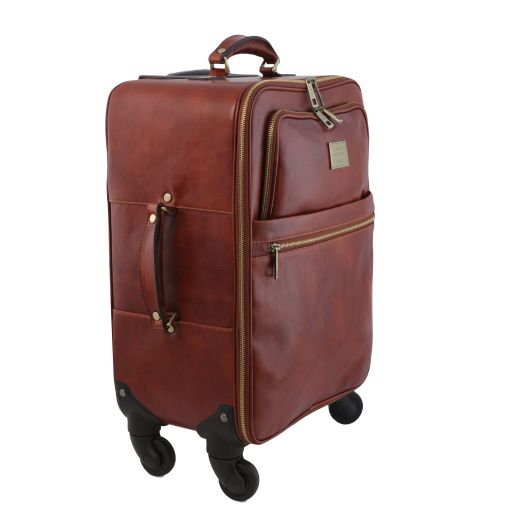 tl-voyager-4-wheels-vertical-leather-trolley-tl141911 - Ruskea - kuva 2