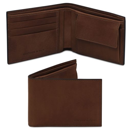 exclusive-2-fold-leather-wallet-for-men-with-coin-pocket-tl142552 - Tummanruskea