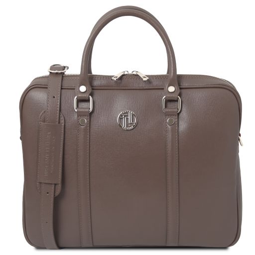 prato-exclusive-saffiano-leather-laptop-case-tl142453 - Dark Taupe