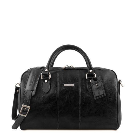 lisbona-travel-leather-duffle-bag-small-size-tl141658 - Musta