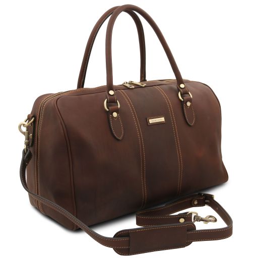 lisbona-travel-leather-duffle-bag-small-size-tl142558 - Tummanruskea - kuva 2