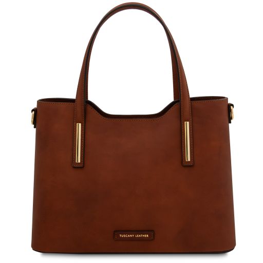 olimpia-leather-tote-tl142561 - Ruskea