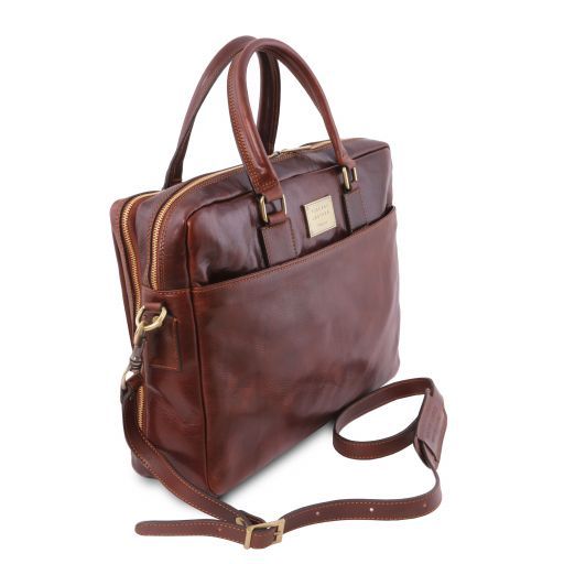 urbino-leather-laptop-briefcase-2-compartments-with-front-pocket-tl141894 - Ruskea - kuva 3