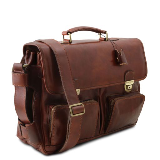 ventimiglia-leather-multi-compartment-briefcase-with-front-pockets-tl142069 - Tummanruskea - kuva 10