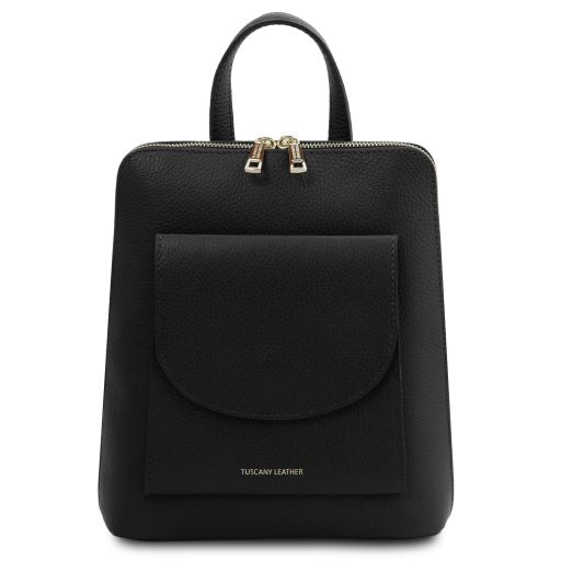 tl-bag-small-leather-backpack-for-women-tl142092 - Musta