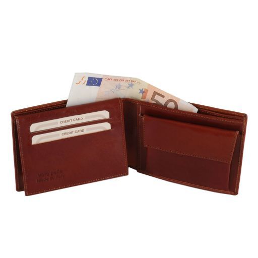 exclusive-3-fold-leather-wallet-for-men-with-coin-pocket-tl140763 - Ruskea - kuva 4