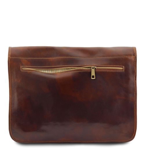 messenger-double-crossbody-leather-bag-tl90475 - Tummanruskea - kuva 4
