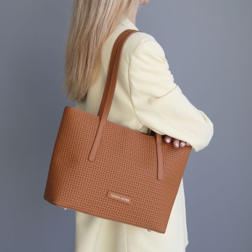 dedalo-woven-printed-leather-shopping-bag-tl142578 - Pastel yellow - kuva 7