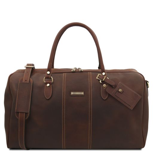 lisbona-travel-leather-duffle-bag-large-size-tl142557 - Tummanruskea