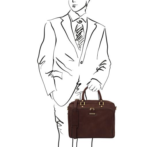 pisa-leather-laptop-briefcase-with-front-pocket-tl142427 - Tummanruskea - kuva 2