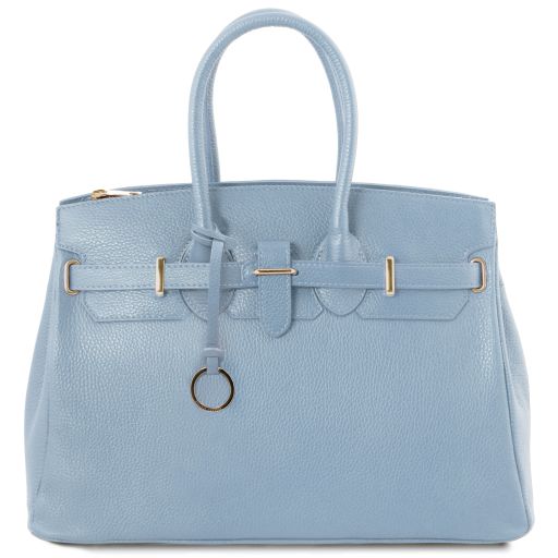 tl-bag-leather-handbag-with-golden-hardware-tl141529 - Vaaleansininen