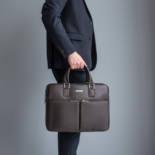 treviso-leather-laptop-briefcase-tl142546 - Dark Taupe - kuva 7