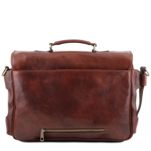 ventimiglia-leather-multi-compartment-briefcase-with-front-pockets-tl142069 - Tummanruskea - kuva 3