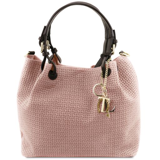 tl-keyluck-woven-printed-leather-shopping-bag-tl141573 - Nude